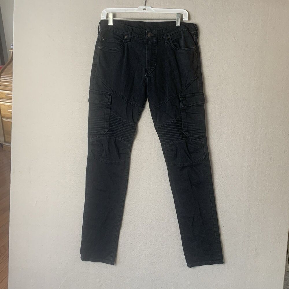 True Religion Jean Men 31 (32x32) Black Rocco Relaxed Skinny Y2K Grunge Skater